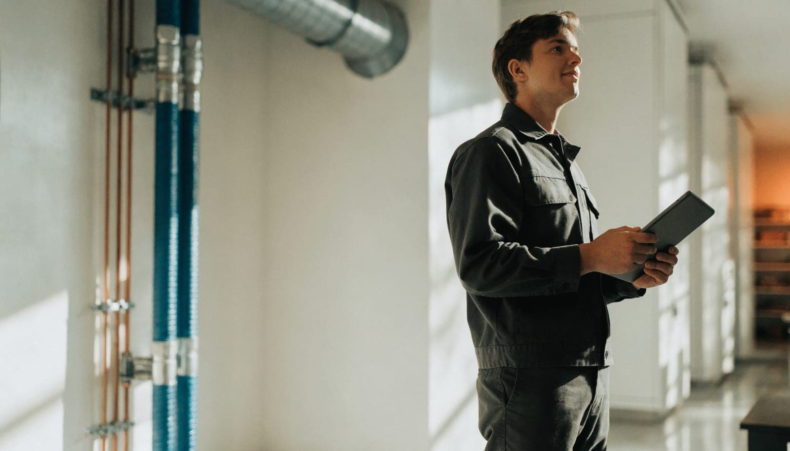 A Servtide tradesperson running the day from a tablet